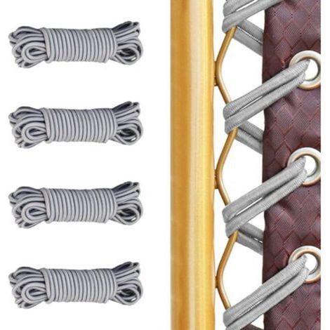Lot de 4 cordons élastiques pour chaise longue – 2 longs et 2 courts – Installation rapide avec métal moulé – Réparation facile fauteuil inclinable (1/5)