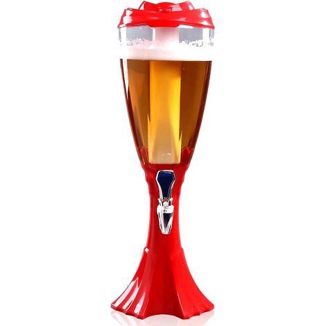 Tour à boissons 3L, Tour à boissons colorée avec robinet, tube à glace et lumières LED, Distributeur de boissons pour bars et fêtes (1/5)