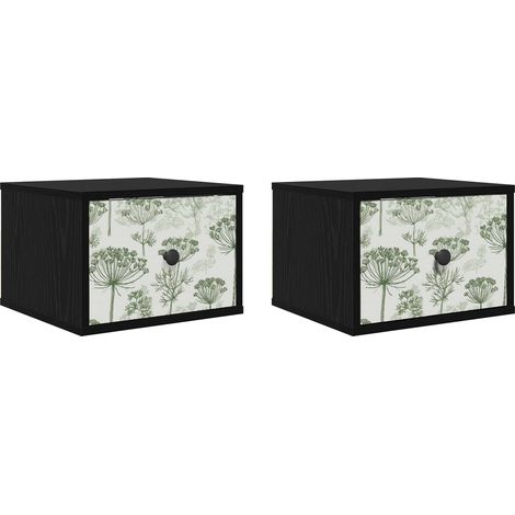 Maison Exclusive - Mobiletto da comodino a parete GOTHA 2 pz Rovere Nero (1/5)