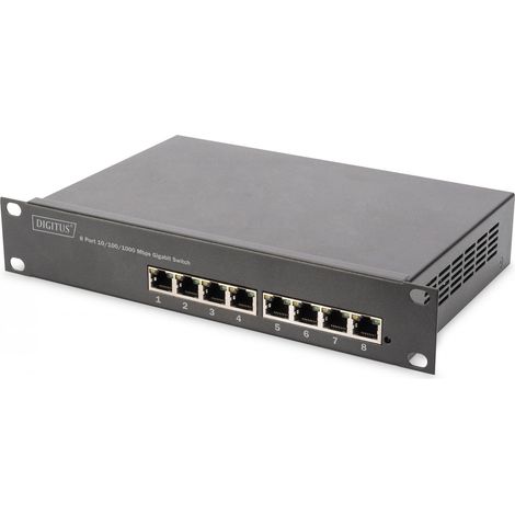 DIGITUS Gigabit Ethernet PoE+ Switch - 10 pouces - 8 ports - géré L2+ - IEEE 802.3at - 80 Watt Power - Noir