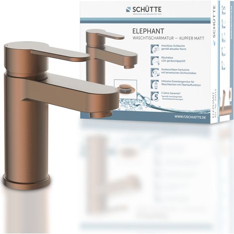 Schütte – Mitigeur de lavabo cuivre mat – Cartouche céramique 40mm silencieuse – Mousseur intégré économe en eau – Installation rapide (1/10)