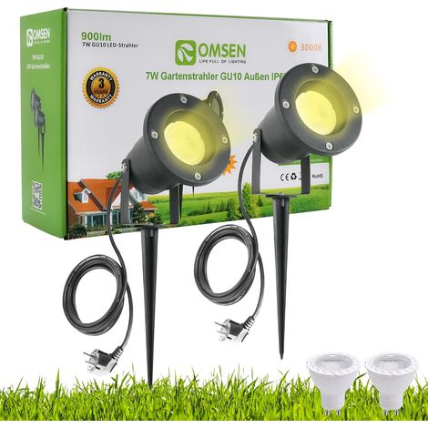 Spot de Jardin sur Piquet GU10 7W, Blanc Chaud 3000K, Aluminium Solide, Étanche IP67, Ampoules Remplaçables, Spot à Piquer LED Extérieur pour Jardin, Cour, Arbre, Pelouse, Plantes, Chemin (1/5)