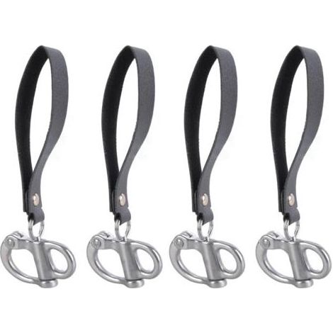 Lot de 4 loquets en acier 316 à dégagement rapide avec ceinture en cuir pour escalade - Pour une fixation stable - Poignée en cuir - Clip à dégagement rapide (1/4)
