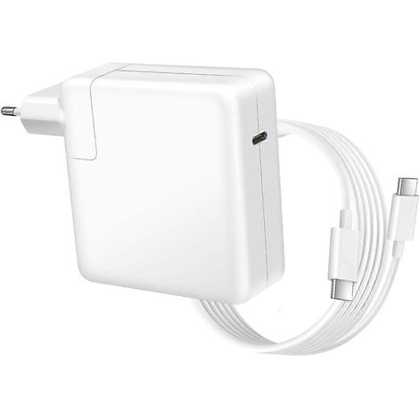 Chargeur compatible pour ordinateurs portables modèles 5/6 15 pouces, port USB-C, puissance 96 W, livré avec un câble de 1,8 mètre, blanc. (1/5)