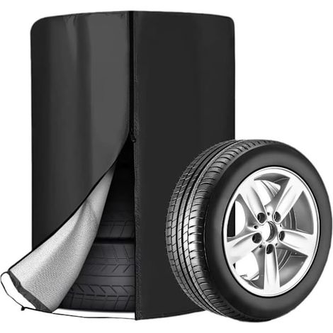 Housse de pneu - Pour 4 pneus - 420D - 73 x 110 cm - Housse de pneu de voiture - Imperméable - Protection solaire - Anti-poussière - Housse de pneu d'hiver - Noir (1/5)