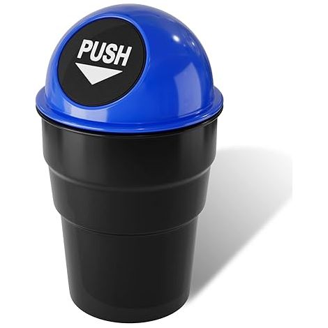 Mini poubelle de voiture avec porte-gobelet, poubelle portable avec couvercle étanche, idéale pour le bureau, la maison, la cuisine ou la chambre. (1/5)
