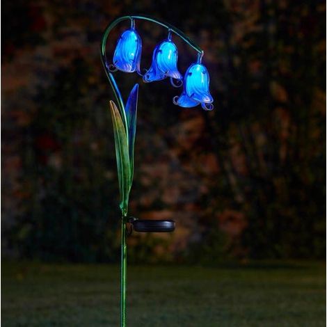Smart Garden Bluebell Flower Blue Glass Solar Stake Light Garden LED 1012534