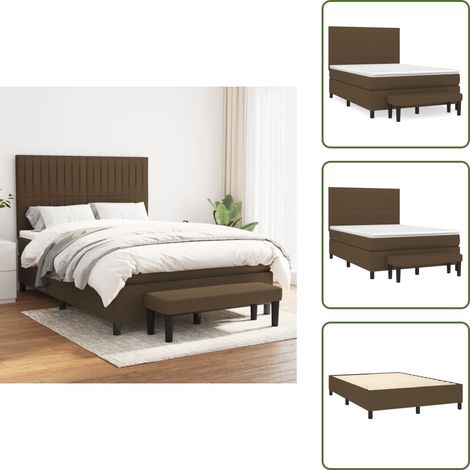 Boxspringbett mit Matratze Dunkelbraun 140x200 cm Stoff - Boxspringbett - Doppelbett - Bettenrahmen - Matratze - Betttisch (1/5)