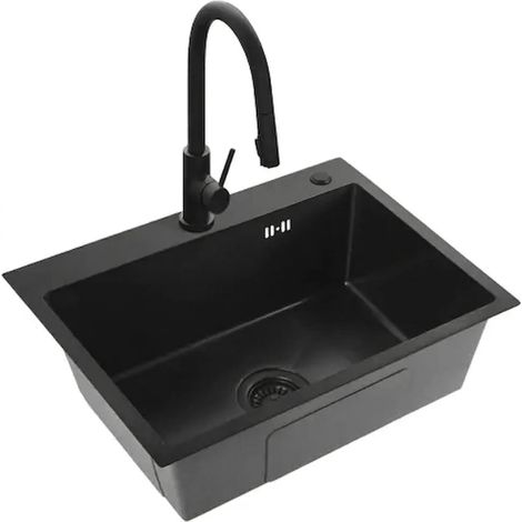 ÉVIER REA LIAM BLACK + ROBINET DE CUISINE FRESH BLACK (1/5)