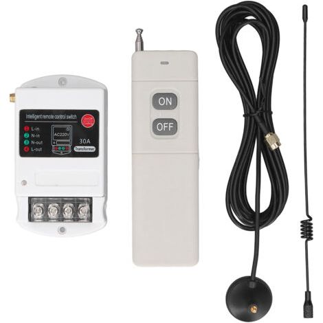 Interrupteur sans fil à distance monophasé 30 A, télécommande RF avec portée ultra-longue de 5 000 mètres, adapté aux portes de garage, pompes, moteurs, éclairage et équipements agricoles, AC 220 V, p