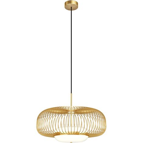 Maytoni Levitation Plafonnier suspendu moderne en fil de fer, laiton, 3 000 K, 500 lm, abat-jour blanc