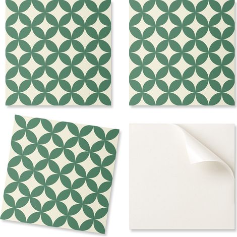Juego de baldosas de vinilo con motivo de hojas para la cocina, en formato de cuadr铆cula de 20x20x20 cm.
