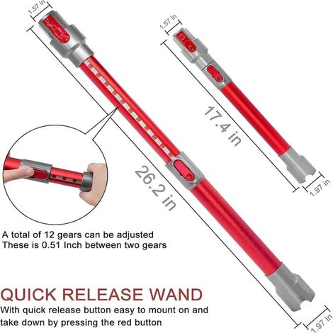 Adjustable extension rod for V7/V8/V10/V11/V15 wireless handheld vacuum cleaner (gray) (1/3)