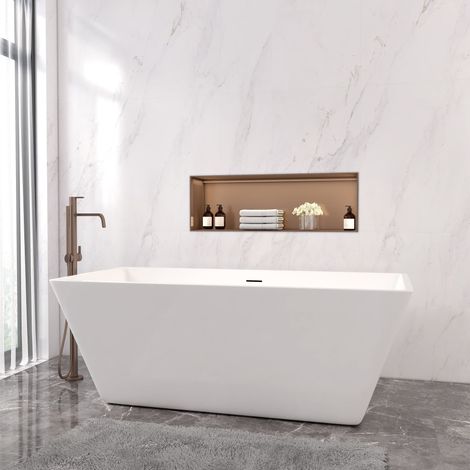 Baignoire îlot rectangulaire blanc en acrylique 150x72x65cm,Aica Sanitaire