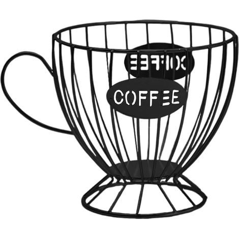 Porte-dosettes de café - Grande capacité de rangement pour dosettes de café - Organisateur de comptoir de cuisine en métal - Idéal pour la maison ou le bureau - Noir (1/5)