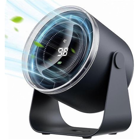 Tischventilator mit Batteriebetrieb, leiser, tragbarer Ventilator mit Display, blau-schwarz (1/5)