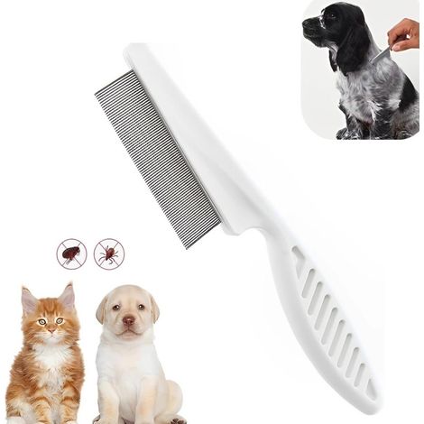 1 peigne anti-puces - Peigne à lentes - Blanc - Peigne anti-poux - Peigne anti-puces pour chien/chat - Peigne à poux - Anti-puces - Élimine les puces, les poux, les nœuds et les poils morts (1/5)