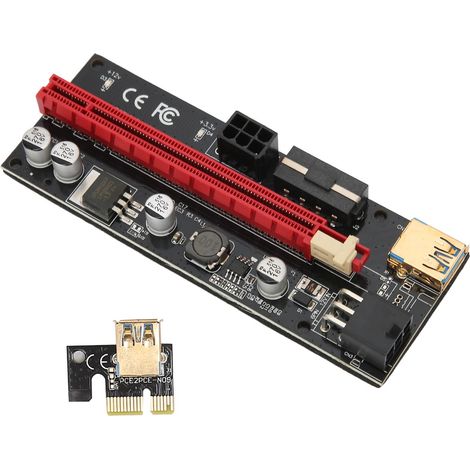 Carte d'Extension PCIe 1X à 16X avec Alimentation 6 PIN et Câble USB pour Carte Graphique (1/5)