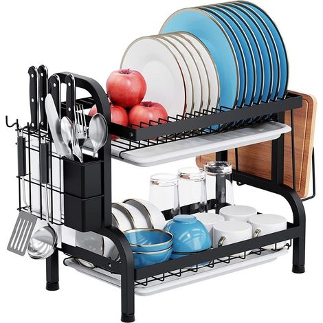 Trade Shop - Doppelschicht-Stahl-Waschbeckenablaufschalen-Rack-Regal-Tablett - (1/5)