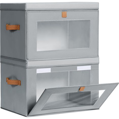 Boîtes de rangement en tissu 2 pièces, boîtes de rangement pliables, boîtes de rangement portables pour chambre à coucher (1/5)