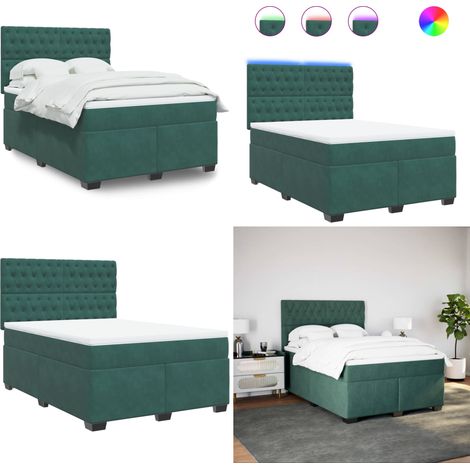 vidaXL Boxspringbett mit Matratze Dunkelgrün 160x200 cm Samt (1/5)