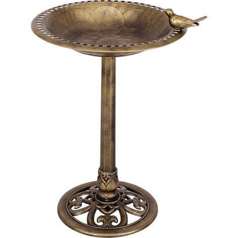 Bain D Oiseaux Sur Pied - 1 Unite - Plastique PP - Effet Bronze Vintage - Decoration Jardin Exterieur - 72cm (1/5)