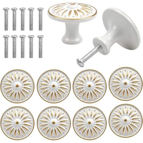 Poignées de tiroir vintage x10, bouton de meuble 35 mm, poignées rondes en laiton pour porte, tirettes de placard cuisine et chambre enfant (1/5)