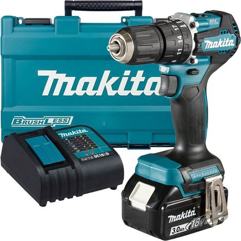 Makita DHP487 18V LXT Lithium Brushless Combi Hammer Drill Sub Compact 1 x 3AH (1/5)