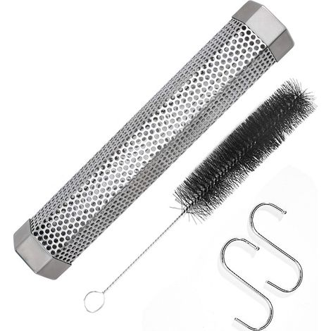 Tubo ahumador de pellets, ahumador para barbacoa, tubo ahumador de pellets de acero inoxidable, generador de humo frío, compatible con todos los ahumadores eléctricos, de gas y de carbón. (1/5)