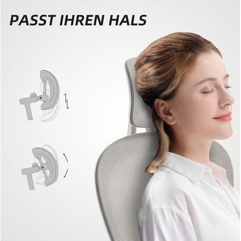 Silla de oficina ergonómica de poliéster gris, soporte lumbar 2D, reposacabezas giratorio, reposabrazos abatibles, 64x62x115 cm (1/5)