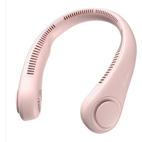 Ventilateur cou sans pales 4000 mAh, 5 vitesses portable mains libres silencieux rose (1/5)