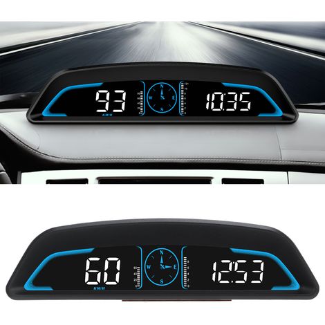 Compteur de vitesse GPS LED, HUD automobile universel (affichage tête haute) avec vitesse/direction/distance parcourue/alarme de survitesse/affichage HD (G3) (1/5)
