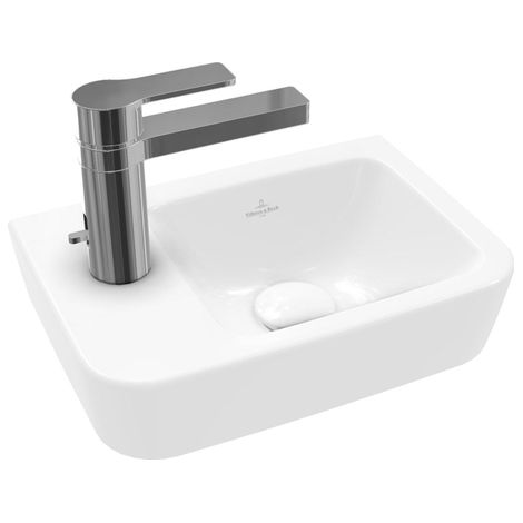 Villeroy & Boch O.novo - Lave-mains Compact 360x250 mm, sans trop-plein, avec 1 trou de robinetterie à gauche, blanc alpin (1/5)