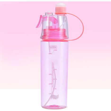 Bouteille d'eau pulvérisateur 600ml rose, idéale pour randonnée, sport et pique-nique, grande capacité. (1/5)