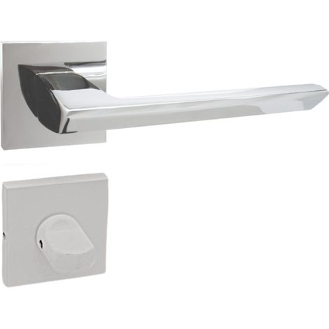 DOMINO Poignée de porte ELENA QR SLIM M6 WC Poignée avec rosace WC Chromé brillant (1/5)