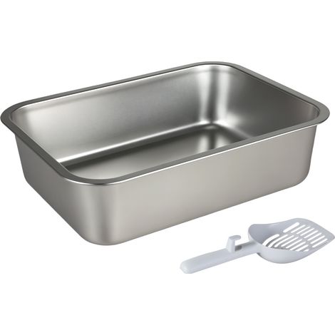 Skylos Cat Litter Box Stainless Steel Toilet Tray for Kittens Cats Large Open (1/5)