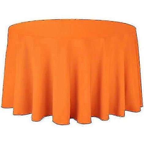 Nappe ronde en polyester pour réception de mariage disponible en blanc noir rouge bleu or - Diamètre 220 cm - Orange (1/5)