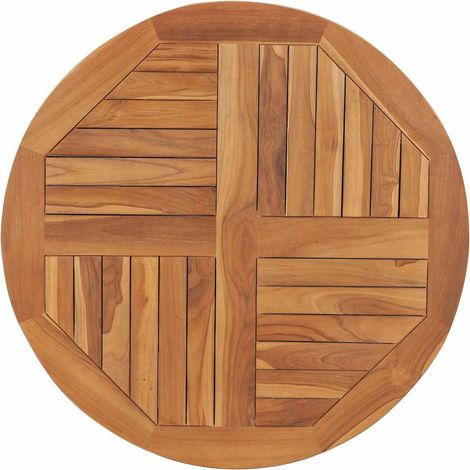 Piano Tavolo Piano Scrivania in Legno Massello di Teak Rotondo 2,5 cm 80 cm DAS292061 (1/5)