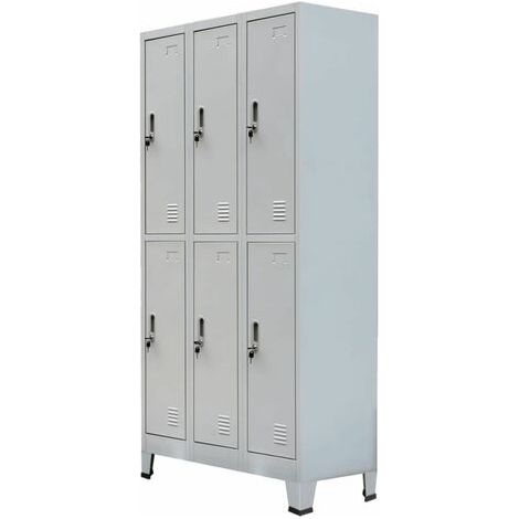 Locker Cabinet with 6 Compartments Steel 90x45x180 cm Grey vidaXL (1/5)
