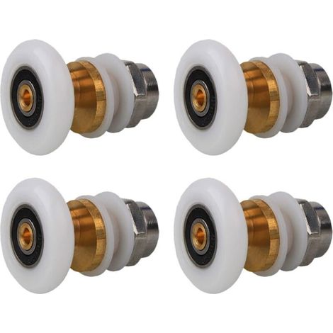 Lot de 4 roulettes pour cabine de douche, roulettes pour porte coulissante 25 mm, accessoires de salle de bain (1/4)