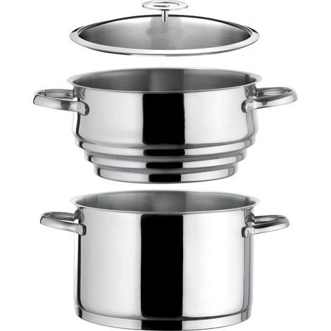 Elysée - Faitout inox 24 cm avec couvercle et cuit vapeur universel (1/2)