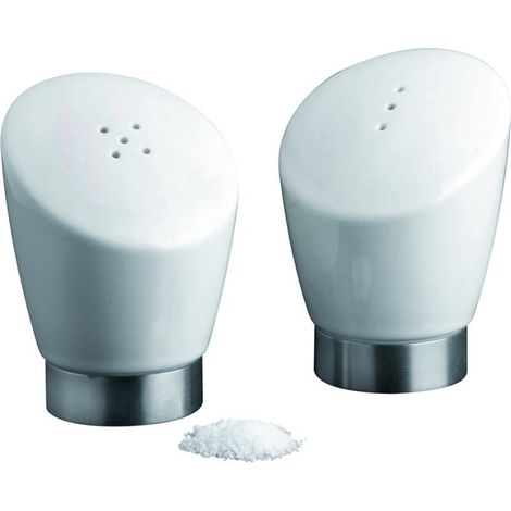 SALIÈRE ET POIVRIÈRE EN PORCELAINE/ACIER INOXYDABLE