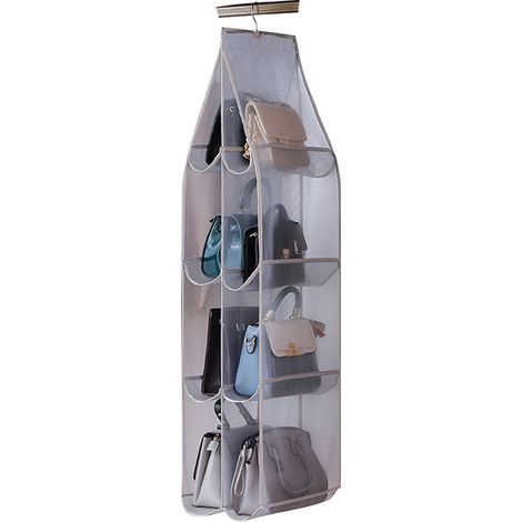 Organisateur de sac à main suspendu, sac de rangement transparent en filet à suspendre à la porte avec 8 poches (1/4)