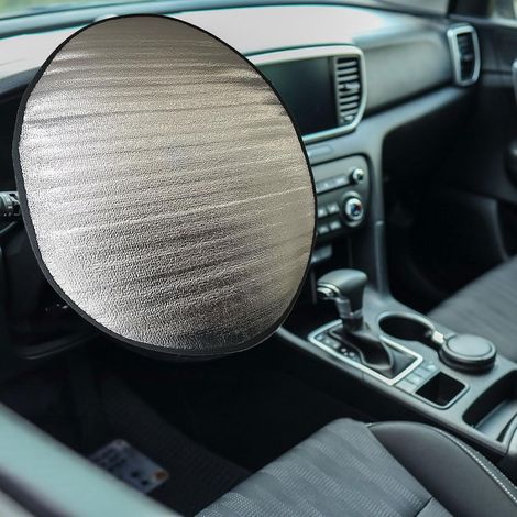 Pare-Soleil Volant Voiture,Couverture Protection Solaire de Volant,Protection Solaire pour Volant de Voiture,Housses Volant Anti-UV Pare-Soleil Réfléchissant pour Volant VoitureCamion Fourgonnette (1/5)