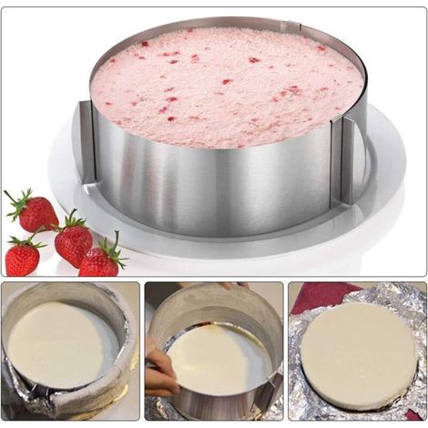 Anneau à gateau, mousse en acier inoxydable, anneau à gateau en acier inoxydable, anneaux à gateau réglables, cadre en acier inoxydable, moules de cuisson, gateau adapté à la cuisson-Fei Yu (1/5)