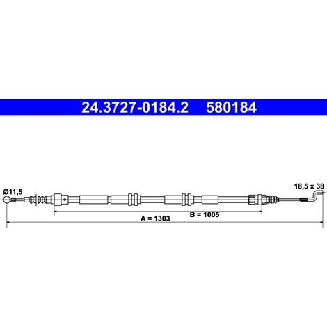 Tirette à câble, frein de stationnement ATE 24.3727-0184.2 VW 7E0 609 701 E