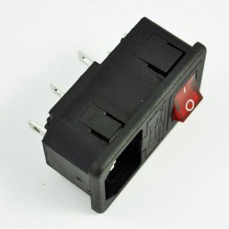 4X Entrée Male Prise D'Alimentation avec Commutateur Fusible 10A 250V 3 Broches IEC320 C14 Rouge & ton argent (1/5)