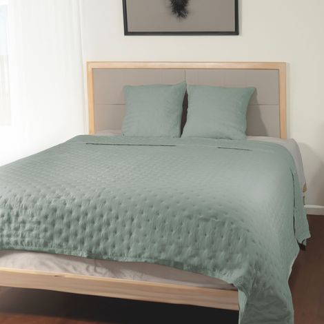 Colcha Monet Fina Reversible para Primavera, Verano 100% Microfibra Multiuso - Cubrecama Extra Suave Incluye Funda de Cojín 50x50cm Cama 80/90-180x250cm Blanco (1/5)