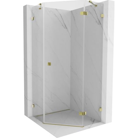 Cabine de douche pentagonale Mexen Lunar porte pivotante droite 100 x 100 cm, transparent, or - 831-100P-100L-50-00-P (1/5)