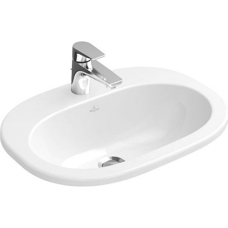 Villeroy & Boch O.novo - Einbauwaschbecken 56x41 cm, mit Überlauf, 1 Hahnloch, CeramicPlus, Alpinweiß 416156R1 (1/2)